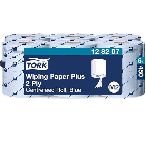 Tork 128207 Starke Mehrzweck Papierwischtücher für das M2 Innenabrollung Spendersystem / 2-lagiges stabiles Papier in Blau, 6 x 157.5 Meter Tork 128207 Starke Mehrzweck Papierwischtücher für das M2 Innenabrollung Spendersystem / 2-lagiges stabiles Papier in Blau, 6 x 157.5 Meter von Tork