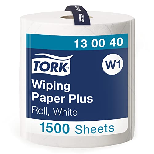 Tork 130040 Starke Mehrzweck Papierwischtücher für W1 Bodenständer- und Wandhalter-System / 2-lagige Papierrolle in Weiß / Premium Qualität / 1 x 510 m von Tork