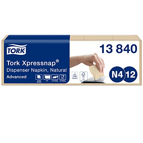 Tork 13840 Xpressnap Spenderserviette N4 aus 100% recyclten Fasern / Natur Papierserviette mit Umweltsymbol / 8x1125 Stück von Tork
