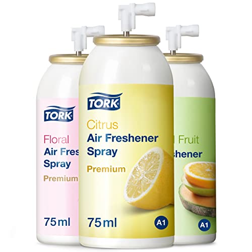 Tork 236056 Lufterfrischer Sprays im Mixed Pack - 4x Blütenduft, 4x Zitrusduft, 4x Fruchtduft / Neutralisieren unangenehme Gerüche / 12er Pack Nachfüller Duftspray A1 Premium / 12x75ml Tork 236056 Lufterfrischer Sprays im Mixed Pack - 4x Blütenduft, 4x Zitrusduft, 4x Fruchtduft / Neutralisieren unangenehme Gerüche / 12er Pack Nachfüller Duftspray A1 Premium / 12x75ml von Tork