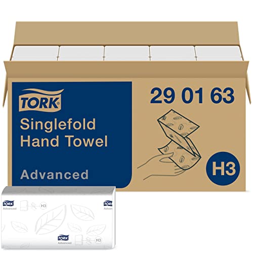 Tork Zickzack Papierhandtücher Advanced 290163 - H3 Falthandtücher für Papierhandtuchspender - saugfähig und reißfest, 2-lagig, weiß, groß - 15 x 250 Tücher von Tork