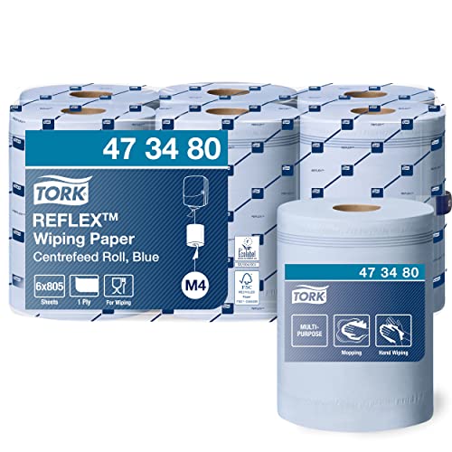 Tork 473480 Reflex Mehrzweck Papierwischtücher für M4 Innenabrollung Reflex System / 1-lagige Putztuchrolle in Blau / Advanced Qualität / 6 x 269.7 m von Tork