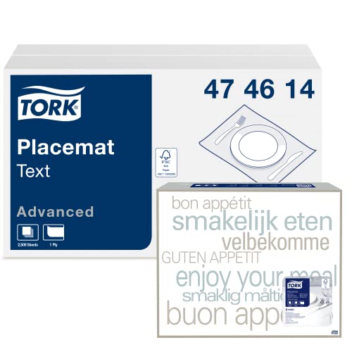 Tork 474614 Text Tischset, 1 x 500 Platzsets, 42 x 30 cm (L x B), Platzsets mit Guten Appetit-Schriftmotiv in verschiedenen Sprachen, für effektiven Tischschutz, Advanced Qualität von Tork