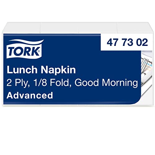 Tork 477302 Guten Morgen Lunchserviette 1/8 Falz / 2-lagige Papierservietten zum Servieren des Frühstücks & kleiner Gerichte / Advanced Qualität / 10 x 200 (2000) Servietten / 32,6 x 33 cm (B x L) von Tork