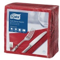 Tork 477411 Weiche Lunch-Serviette, 33X33 cm, 3-lagig, 1/4-Faltung, 10X150, Burgunderrot von Tork