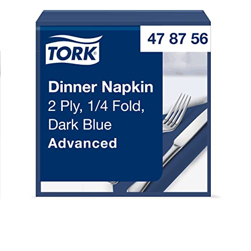 Tork 478756 Dinnerservietten Dunkelblau / 2-lagige Papierservietten / Passend für jede Gelegenheit / Advanced Qualität / 12 x 150 (1800) Servietten / 39 x 39 cm (B x L) / 1/4-Falz von Tork