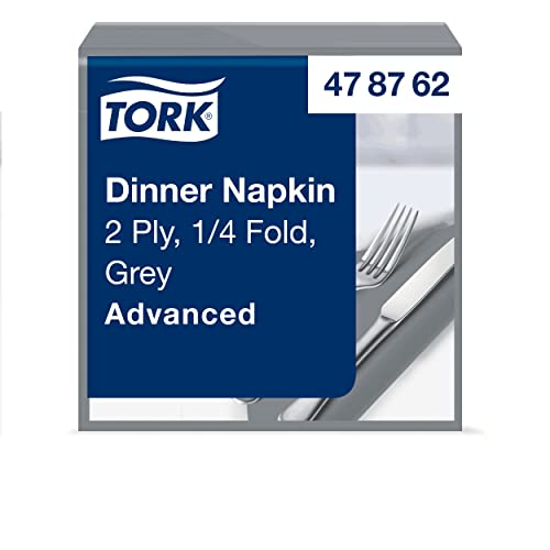 Tork 478762 Dinnerservietten Grau / 2-lagige Papierservietten / Passend für jede Gelegenheit / Advanced Qualität / 12 x 150 (1800) Servietten / 39 x 39 cm (B x L) / 1/4-Falz von Tork