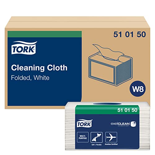 Tork 510150 Reinigungstücher für W8 Small Pack System / 1-lagige Putztücher in Weiß / Weich, flexibel & strapazierfähig / Premium Qualität / 1 x 440 Tücher / 32 x 38,5 cm (B x L) von Tork