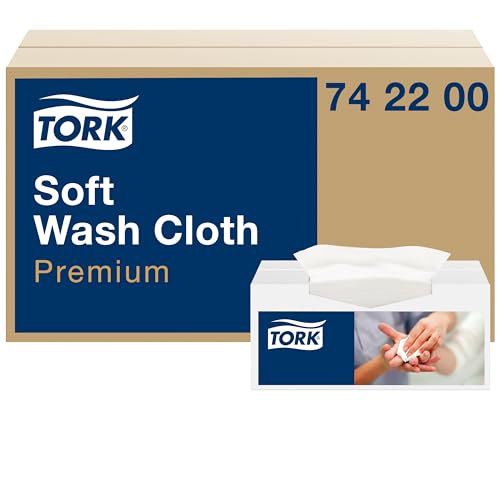 Tork 742200 weiches Waschtuch Premium 1-lagig / extra weiche Pflegetücher für die Pflege von Patienten / strapazierfähig & effizient / 8 x 135 Tücher (32 x 30 cm) von Tork