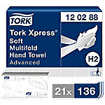 Tork Xpress Advanced Falthandtücher H2 M-falz Weiß 2-lagig 120288 21 Stück à 136 Blatt von Tork