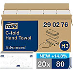 Tork Advanced FSC-zertifiziert, EU Eco label, Recycelt 100% Falthandtücher H3 C-falz Weiß 2-lagig 290276 20 Stück à 80 Blatt von Tork