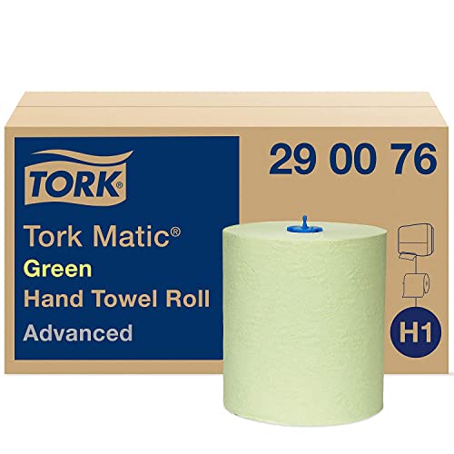 Tork Matic grünes Rollenhandtuch Advanced 290076 - H1 Papierhandtücher für Rollenhandtuchspender, saugfähig und reißfest, 2-lagig, grün - 6 Rollen x 150 m von Tork