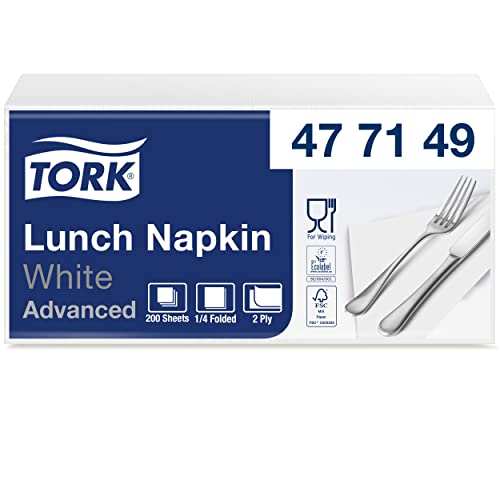 Tork Lunchserviette, weiß, 33 x 33 cm 2-lagig 1/4 gefaltet 1 x 200 von Tork