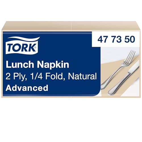 Tork Lunchservietten Natur, 1/4 falten, 2 lagig, 200 Servietten, 16.4cm x 16.3cm 477350 von Tork