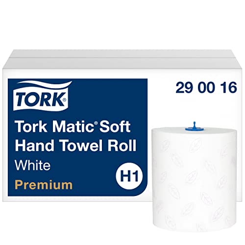 Tork Matic weiches Rollenhandtuch Premium 290016 - H1 Premium Handtuchrollen für Rollenhandtuchspender, besonders hohe Saugkraft, reißfest, 2-lagig, weiß - 6 Papierrollen x 100 m von Tork