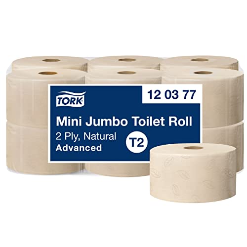 Tork Mini Jumbo Toilettenpapier Natur T2, Advanced-Qualität, 2-lagig, 12 × 170 m, 120377 von Tork