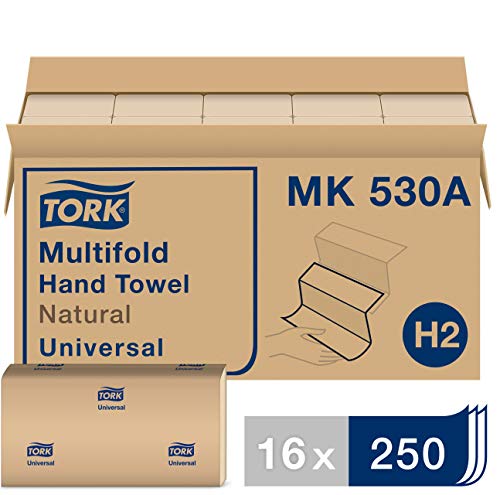 Tork Multifold Handtuch Natural H2 Universal, 100% recycelte Fasern, 16 x 250 Blatt, MK530A von Tork