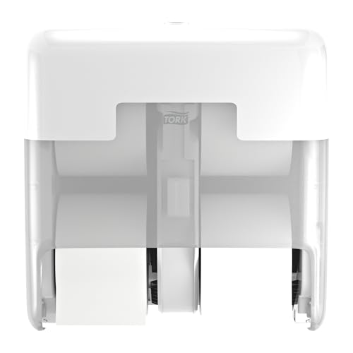 Tork OptiServe Spender für 4 Rollen Hülsenloses Toilettenpapier Weiß T7, vertikaler Toilettenrollenspender, Elevation Design, 558051 von Tork