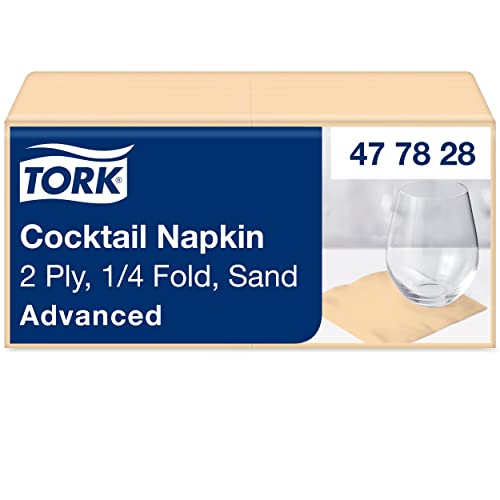 Tork Serviette Cocktail ivoire, pliage 1/4 2 plis, 24 cm x 24 cm, 12 x 200 serviettes, 477828 von Tork