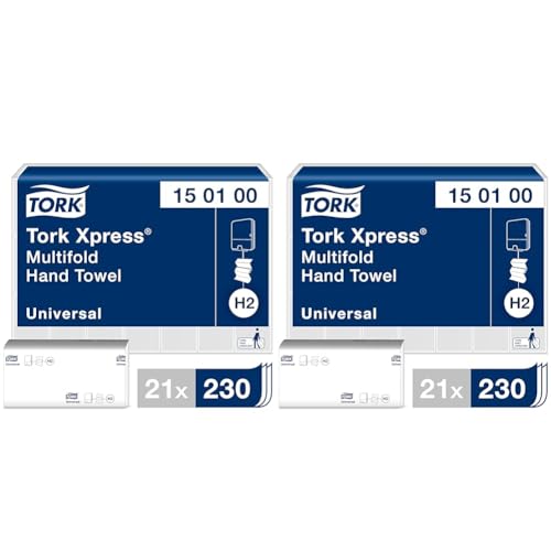 Tork Xpress Multifold-Handtücher Weiß H2, Universal-Qualität, kosteneffizient, 21 × 230 Tücher, 150100 (Packung mit 2) von Tork