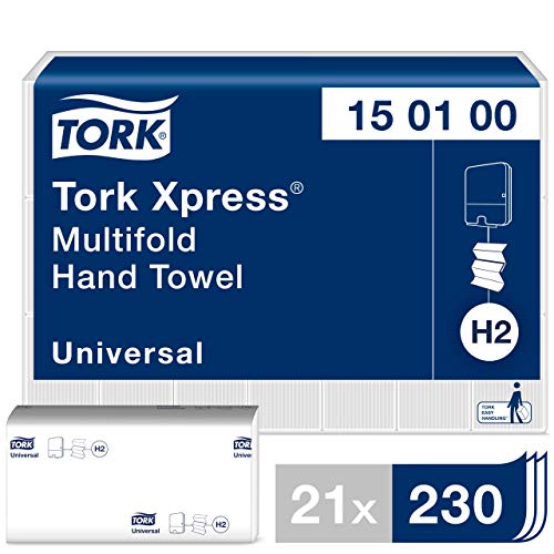 Tork Xpress Multifold-Handtücher Weiß H2, Universal-Qualität, kosteneffizient, 21 × 230 Tücher, 150100 von Tork