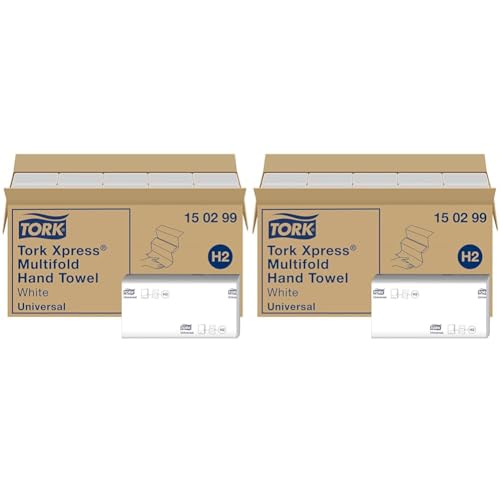 Tork Xpress Multifold Papierhandtücher 150299 - H2 Universal Falthandtücher für Handtuchspender - mehrfach gefaltet, 2-lagig, weiß - 20 x 237 Tücher (Packung mit 2) von Tork