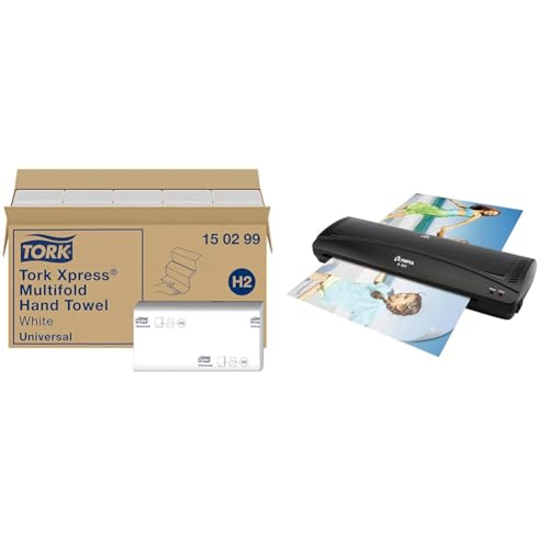 Tork Xpress Multifold Papierhandtücher 150299 - H2 Universal Falthandtücher für Handtuchspender - mehrfach gefaltet & Olympia - A330 Laminiergerät - Laminiergerät A3 und A4 - Laminierdicke bis zu 0 von Tork