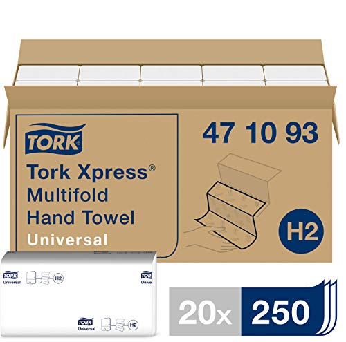 Tork Xpress Multifold Papierhandtücher 471093 - H2 Universal Falthandtücher für Handtuchspender - mehrfach gefaltet, 1-lagig, weiß - 20 x 250 Tücher Tork Xpress Multifold Papierhandtücher 471093 - H2 Universal Falthandtücher für Handtuchspender - mehrfach gefaltet, 1-lagig, weiß - 20 x 250 Tücher von Tork