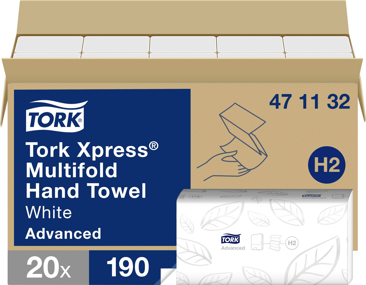 Tork Xpress Multifold Papierhandtücher Weiß H2 Advanced Komfort Recycelte Fasern B-Ware von Tork