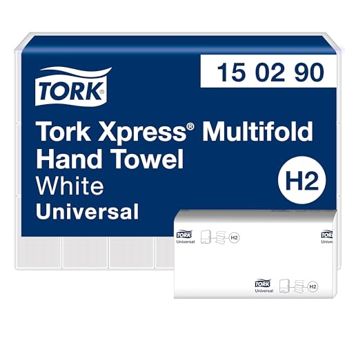 Tork Xpress kosteneffiziente Multifold-Handtücher Weiß H2, Universal-Qualität, 2-lagig, 100 Prozent recycelte Fasern, 21 × 226 Tücher, 150290 Tork Xpress kosteneffiziente Multifold-Handtücher Weiß H2, Universal-Qualität, 2-lagig, 100 Prozent recycelte Fasern, 21 × 226 Tücher, 150290 von Tork