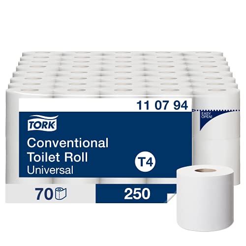 Tork weiches Kleinrollen Toilettenpapier Weiß T4, Universal, 2-lagig, 70 × 250 Blätter, 110794 von Tork