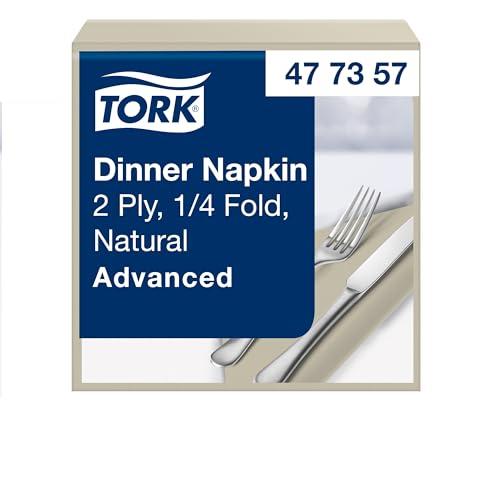 Tork Dinnerservietten Natur, 1/4 falten, 2 lagig, 150 Servietten, 19.8cm x 19.5cm 477357 von Tork