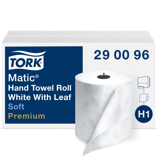 torkp| # Tork Tork 290096 Premium Soft Matic Papier Handtuch Rolle, weiß mit Blue Leaf (Pack von 6) von Tork