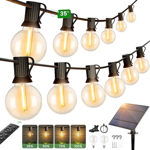 Solar Lichterkette Außen,35FT/10.6M G40 Garten Lichterkette mit 15+2 LED Kunststoffbirne,Solar Aufladung,4 Modi Wasserdichte für Garten Terrasse Hochzeit Party, 2200K Warm Weiß Solar Lichterkette Außen,35FT/10.6M G40 Garten Lichterkette mit 15+2 LED Kunststoffbirne,Solar Aufladung,4 Modi Wasserdichte für Garten Terrasse Hochzeit Party, 2200K Warm Weiß von Torkase
