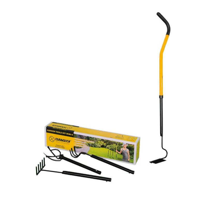 Tornadica Gartenpflege-Set MINI-4 Gartenwerkzeug für Gemüsegarten Gewächshaus, Kultivator Vertikutierer Gartenkralle Blumenrechen Gartenhacke von Tornadica