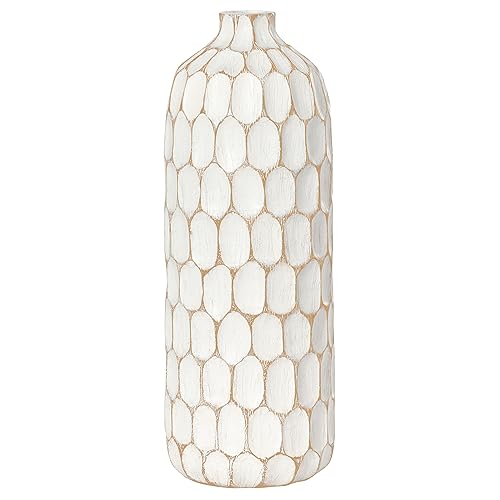 Torre & Tagus Vase aus Kunstharz, geschnitzt Hohe Flaschenvase One Size weiß von Torre & Tagus