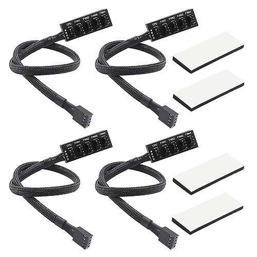 Torribala 4 Stück PWM Fan Hub, PC CPU Cooling 4 PIN/3PIN Fan Power Cable Hub Splitter Adapter PWM Case Fan Splitter Torribala 4 Stück PWM Fan Hub, PC CPU Cooling 4 PIN/3PIN Fan Power Cable Hub Splitter Adapter PWM Case Fan Splitter von Torribala
