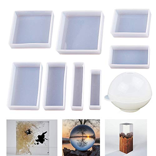 Torribala Casting Form Silikon Quadrat Rechteckige Form 9 Stücke Verschiedene Größen, Silikon Form Guss Epoxid Harz Harz Form Harz Schmuck, Getrocknetes Mosaik, Insekten Probe DIY von Torribala