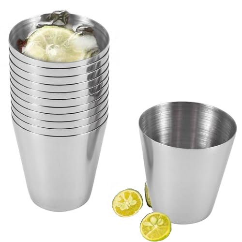 Torribaly 15 Stück Edelstahl Schnapsgläser, Metall Edelstahl Becher Schnapsglas, Tequila Gläser Metallbecher Schnapsbecher, Becher Stapelbar Zinnbecher für Whisky Tequila Schnaps (30ml) von Torribaly