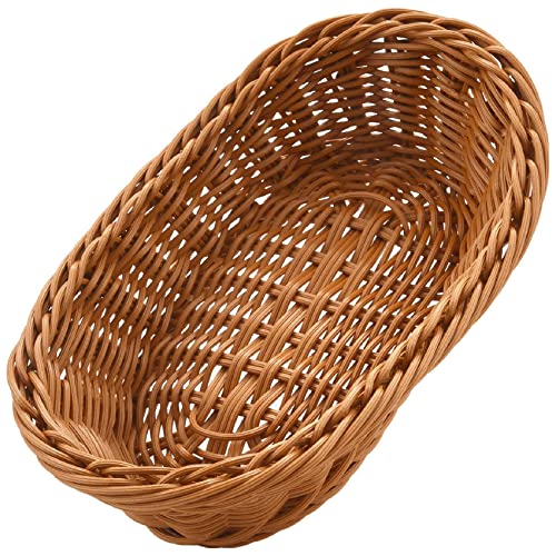 Torribaly Oval Brotkorb Geflochten, 10,2" Brötchenkorb Geschenk Korb, Weidenkorb Geschenkkorb Weidenkörbchen, Frühstück Flechtkorb Frühstückskorb für Lebensmittel, Kosmetik, Tischplatte von Torribaly