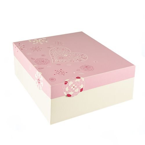 15 Tortenkartons, mit Deckel, Pappe eckig 30 cm x 30 cm x 13 cm Weiss/rosa Lovely von Tortenkartons & Zubehör