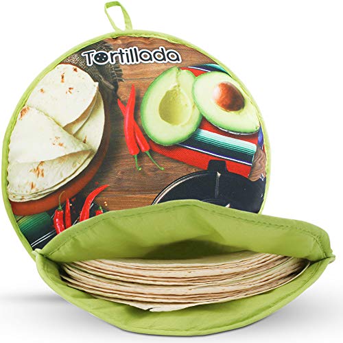 Tortillada - 30 cm Tortilla Wärmer/Wärmebehälter mikrowellengeeignet aus Baumwolle/Polyester (Grün) von Tortillada