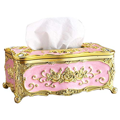 Toruiwa. Kosmetiktücher-Box,Tissue Box,Taschentuchbox,Luxuriöser Europäischer Stil,für Büro/Auto/Badezimmer/Hause (C-Gold+Rosa) von Toruiwa.