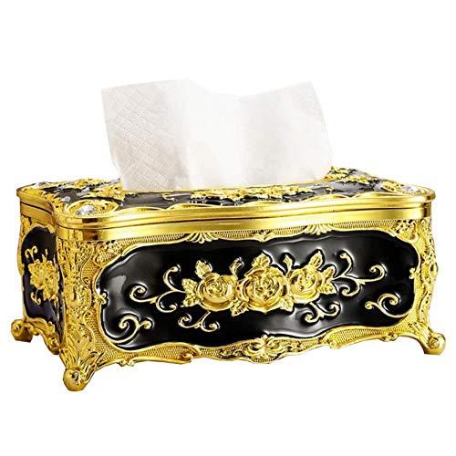 Toruiwa. Kosmetiktücher-Box,Tissue Box,Taschentuchbox,Luxuriöser Europäischer Stil,für Büro/Auto/Badezimmer/Hause (E-Gold+Schwarz) von Toruiwa.