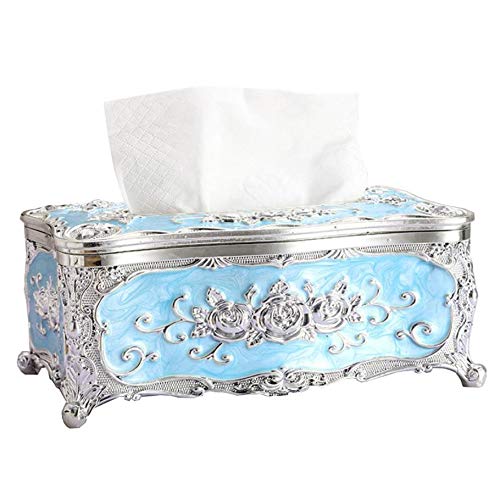 Toruiwa. Kosmetiktücher-Box,Tissue Box,Taschentuchbox,Luxuriöser Europäischer Stil,für Büro/Auto/Badezimmer/Hause (H-Silber+Blau) von Toruiwa.