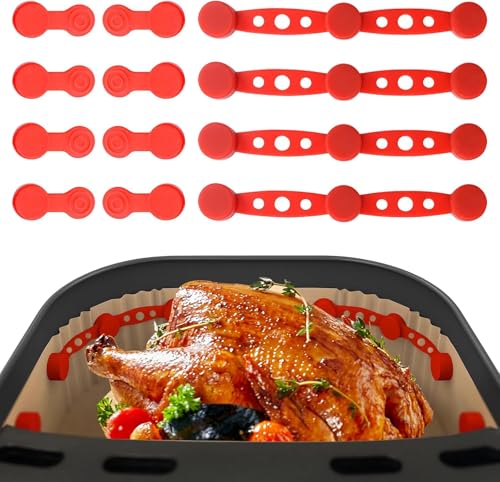 Magnetischer Silikon-Befestigungsaufkleber für Pappteller der Heißluftfritteuse (Rot [4 Stück]) von Torven