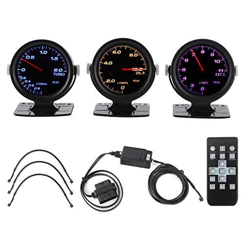 Torvex OBD2 Gauge Combo Set, 60mm Touch Display 3-in-1-Messgerät mit Turbo Boost, EGT, Öldruck, 17-Farben-Display Kfz-Messgerät Kit von Torvex