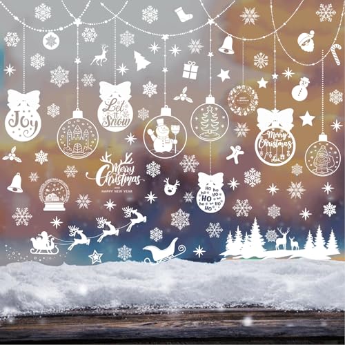 Torytoe 9 Stück Weihnachtsfenster Aufkleber, Schneeflocken Fensteraufkleber PVC Weihnachtsfenster Statische Aufkleber Schneeflocken Weiß Deko für Türen Schaufenster Glasfronten von Torytoe