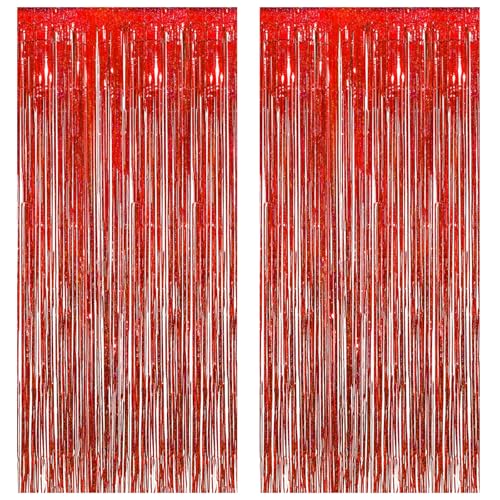 Torytoe Lametta Vorhang Rot Glitzer, 2 Stück Metallic Glitzervorhang Fringe 1 x 2m Party Vorhäng Foto Hintergrund Folien Fransen Luftschlangen Dekoration für Geburtstage Festivals Party Deko Torytoe Lametta Vorhang Rot Glitzer, 2 Stück Metallic Glitzervorhang Fringe 1 x 2m Party Vorhäng Foto Hintergrund Folien Fransen Luftschlangen Dekoration für Geburtstage Festivals Party Deko von Torytoe