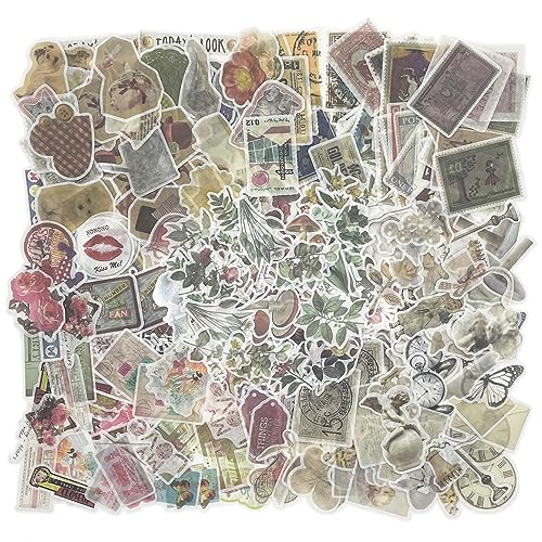 Torytoe Vintage Scrapbook Stickers, 400 Stück Vintage Dekorative Aufkleber, Scrapbooking Sticker Blumen Retro Washi Aufkleber, Retro Dekorativ Sticker für Sammelalbum, Fotoalbum von Torytoe